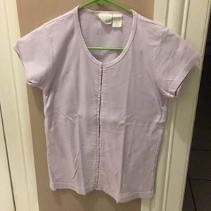 Lilac eyelet closure top